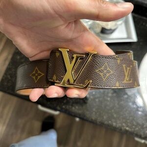 Louis Vuitton Brown Belt with Gold Monogram